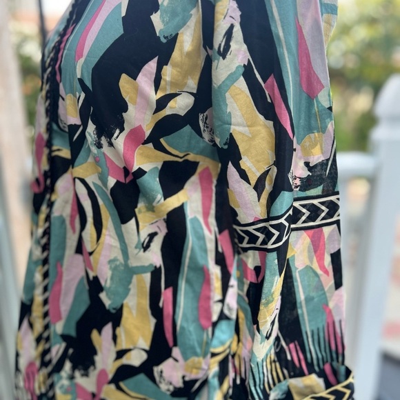 Pink and Green Bell Sleeve Resort Dress - Picture 10 of 16